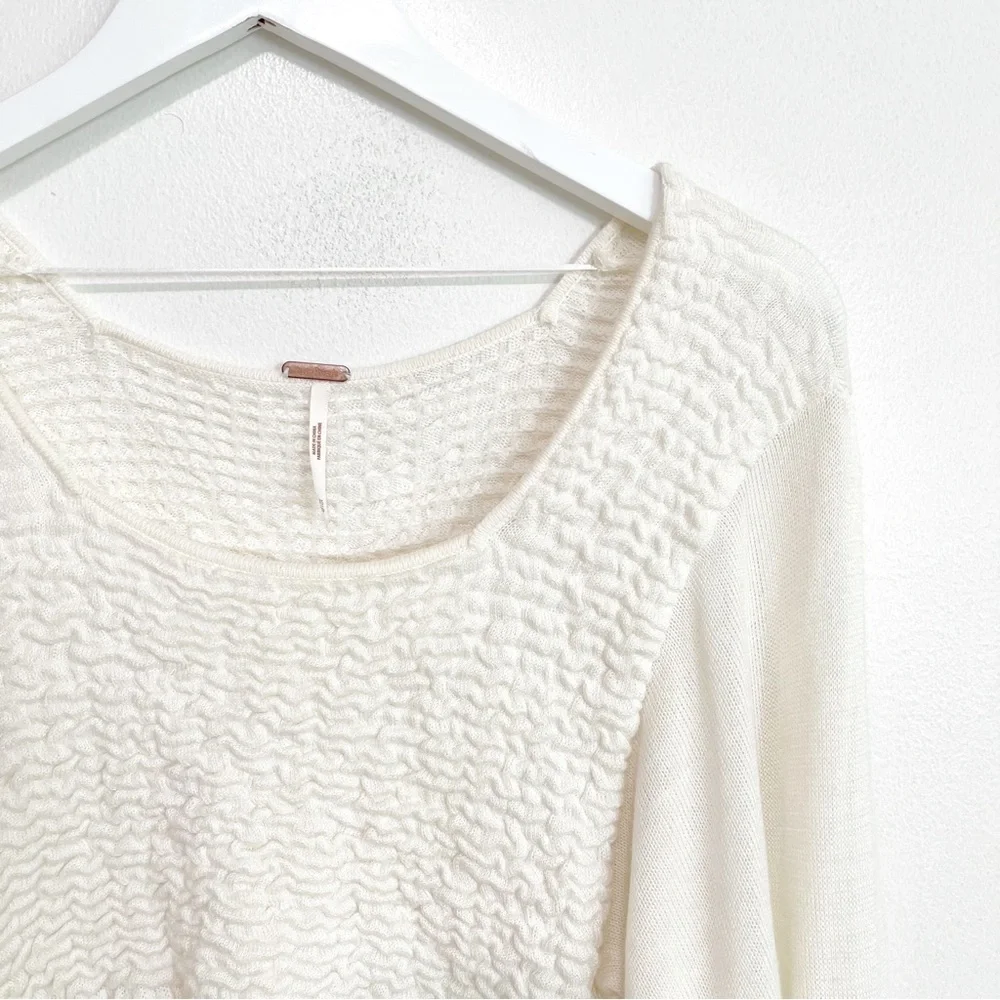 BOGO! Free People Free Spirit Smocked Peplum Pullover Sweater Cream XS